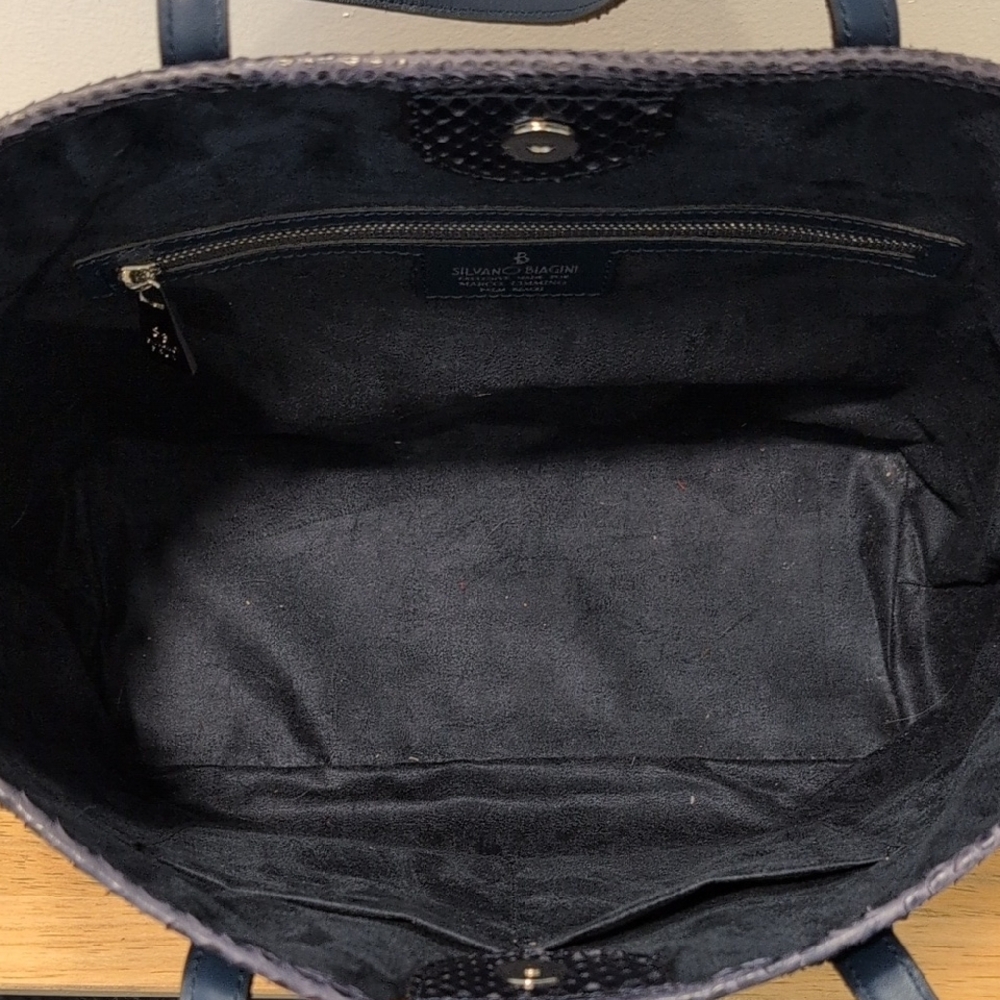 Silvano Biagini Python Bag & Matching Clutch Navy Blue - Picture 15 of 16